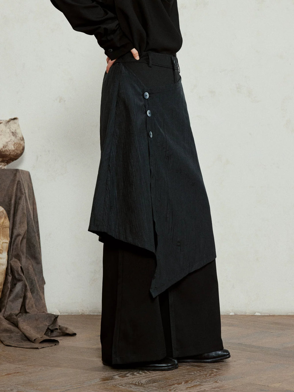 SUNYVONNE Asymmetrical Wide-leg Casual Suit Pants