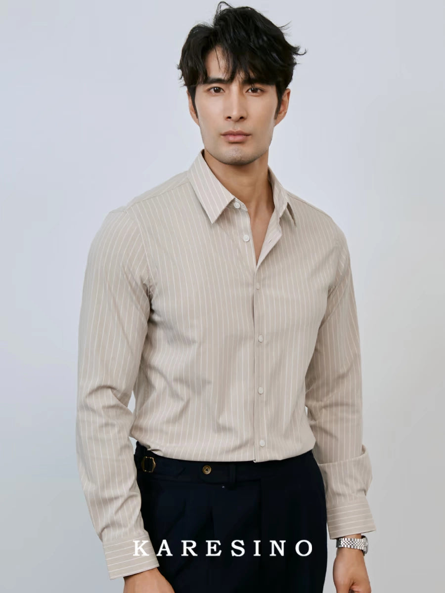 KARESINO Anti-wrinkle Slim-fit Striped Shirt