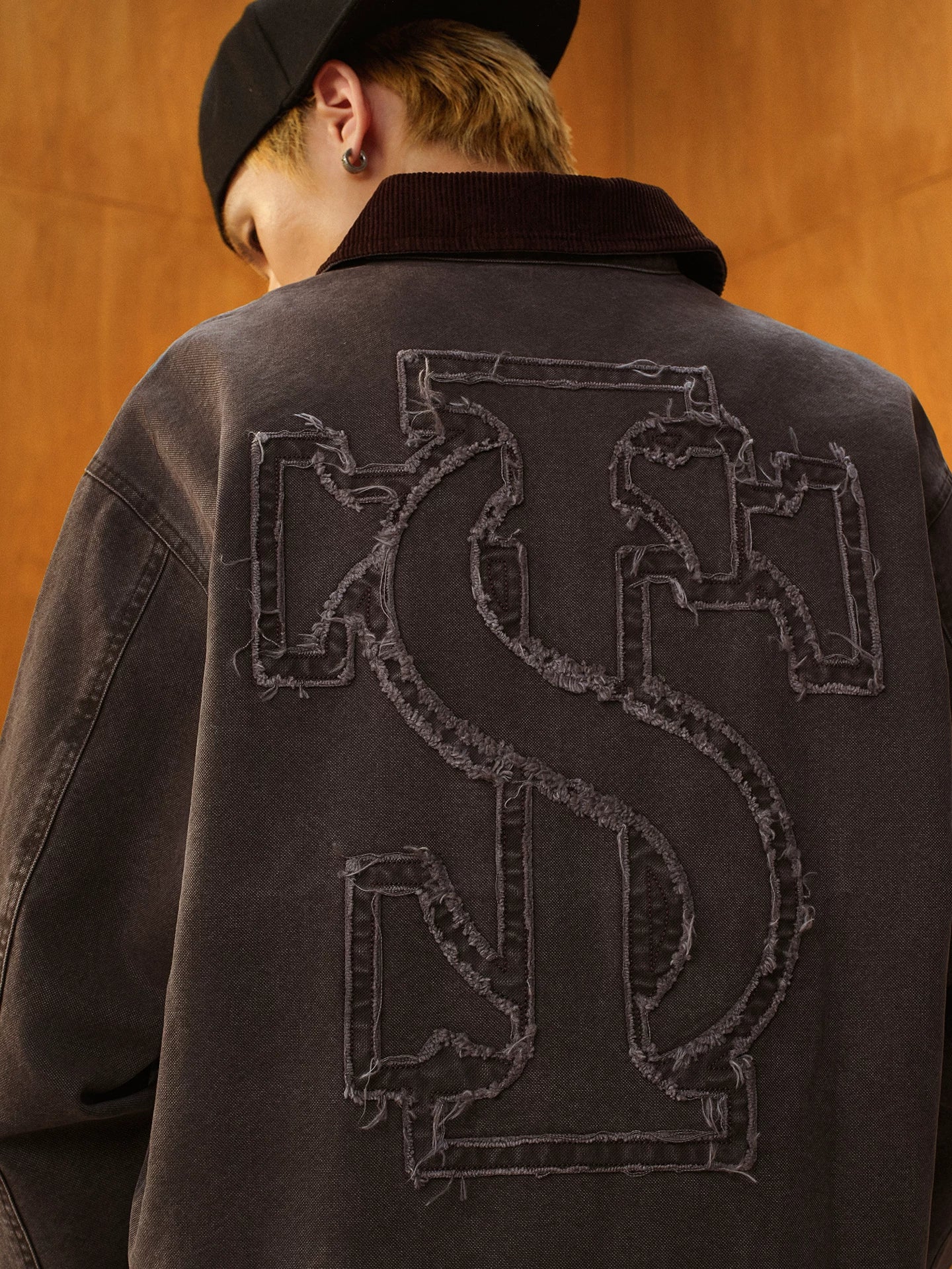 STK Vintage Monogram Embroidered Cargo Coat