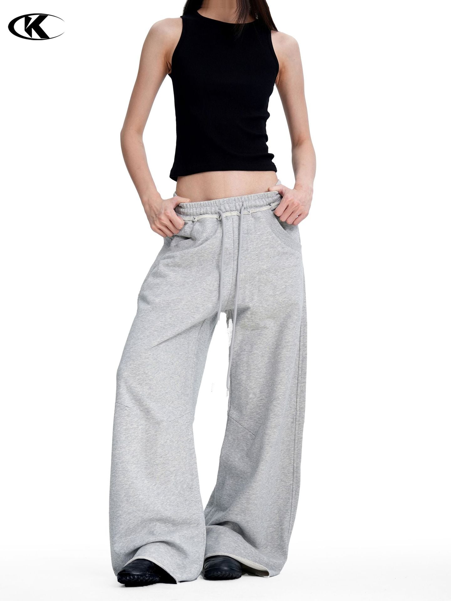 11KN Casual Straight Letter Printed Sweatpants