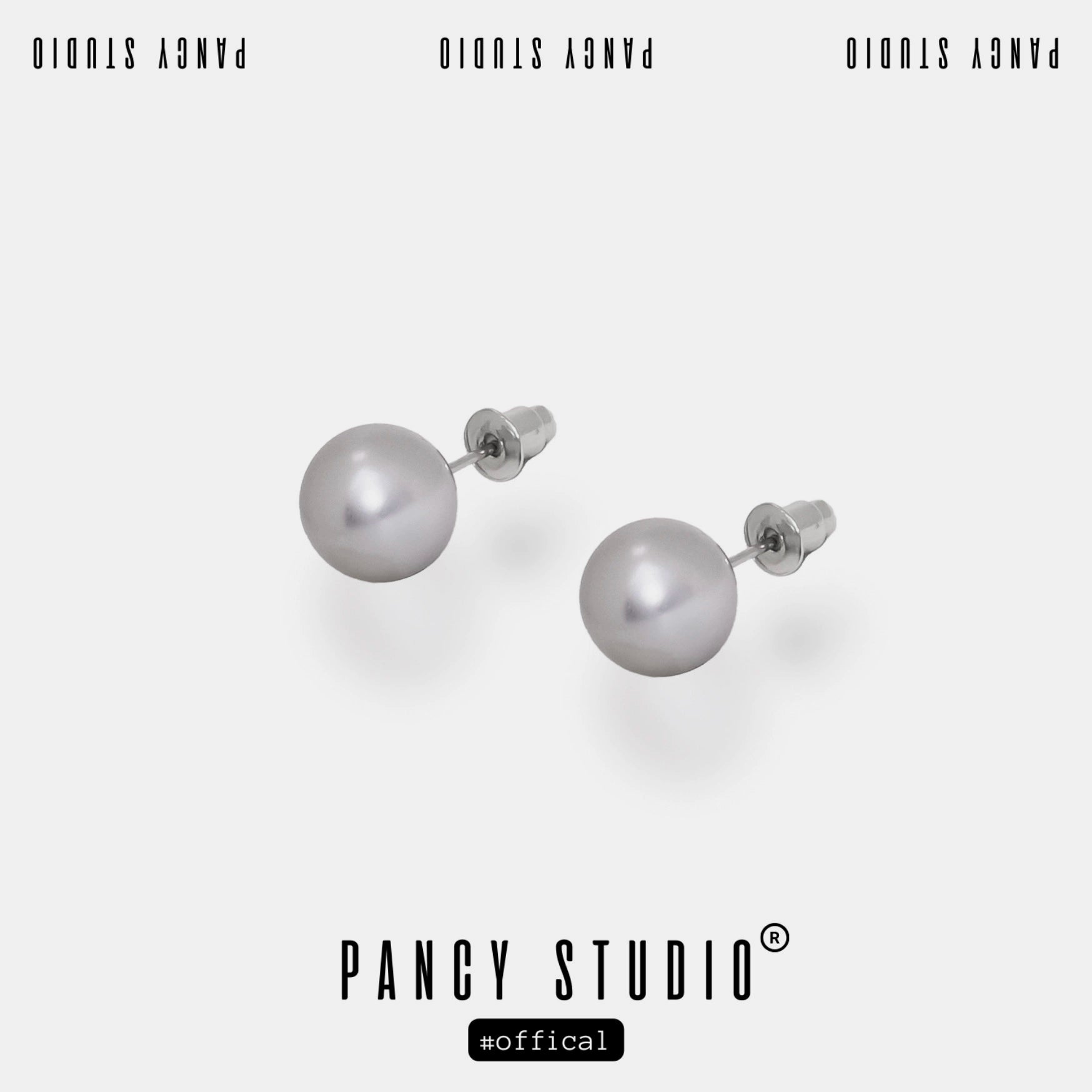 PANCY Low-key Elegant Silver Gray Pearl Stud Earrings