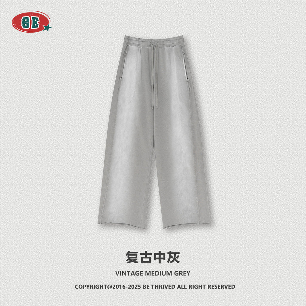 BE Gradual Change Hole Hooded Sweater Straight Pants Two-piece Set