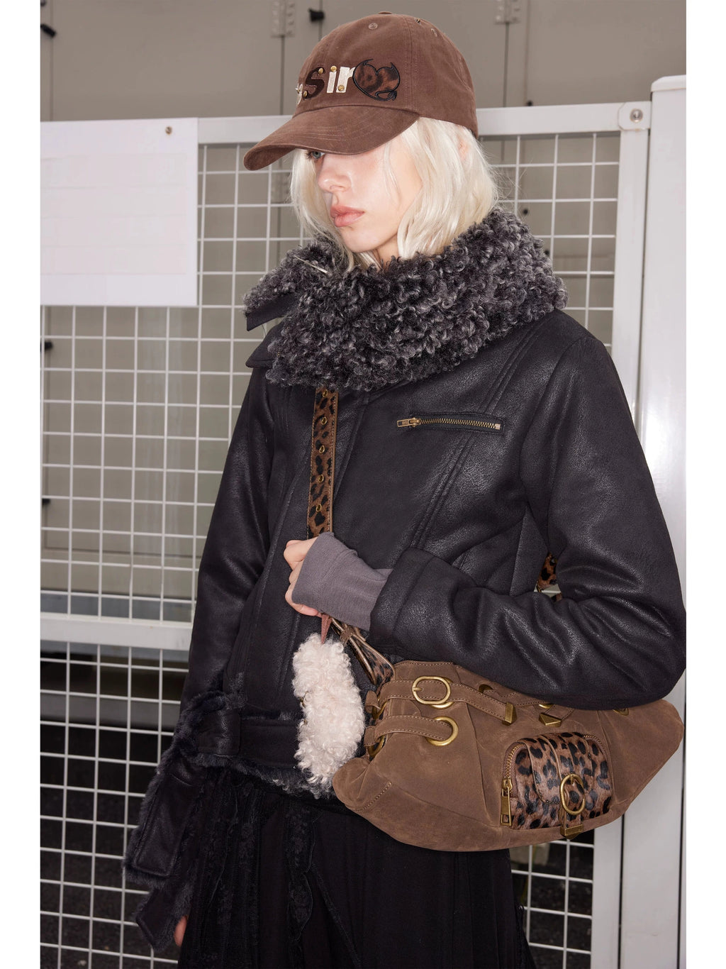 2th Desire Asymmetrical Plush Lapel Plush Thickened Short Jacket