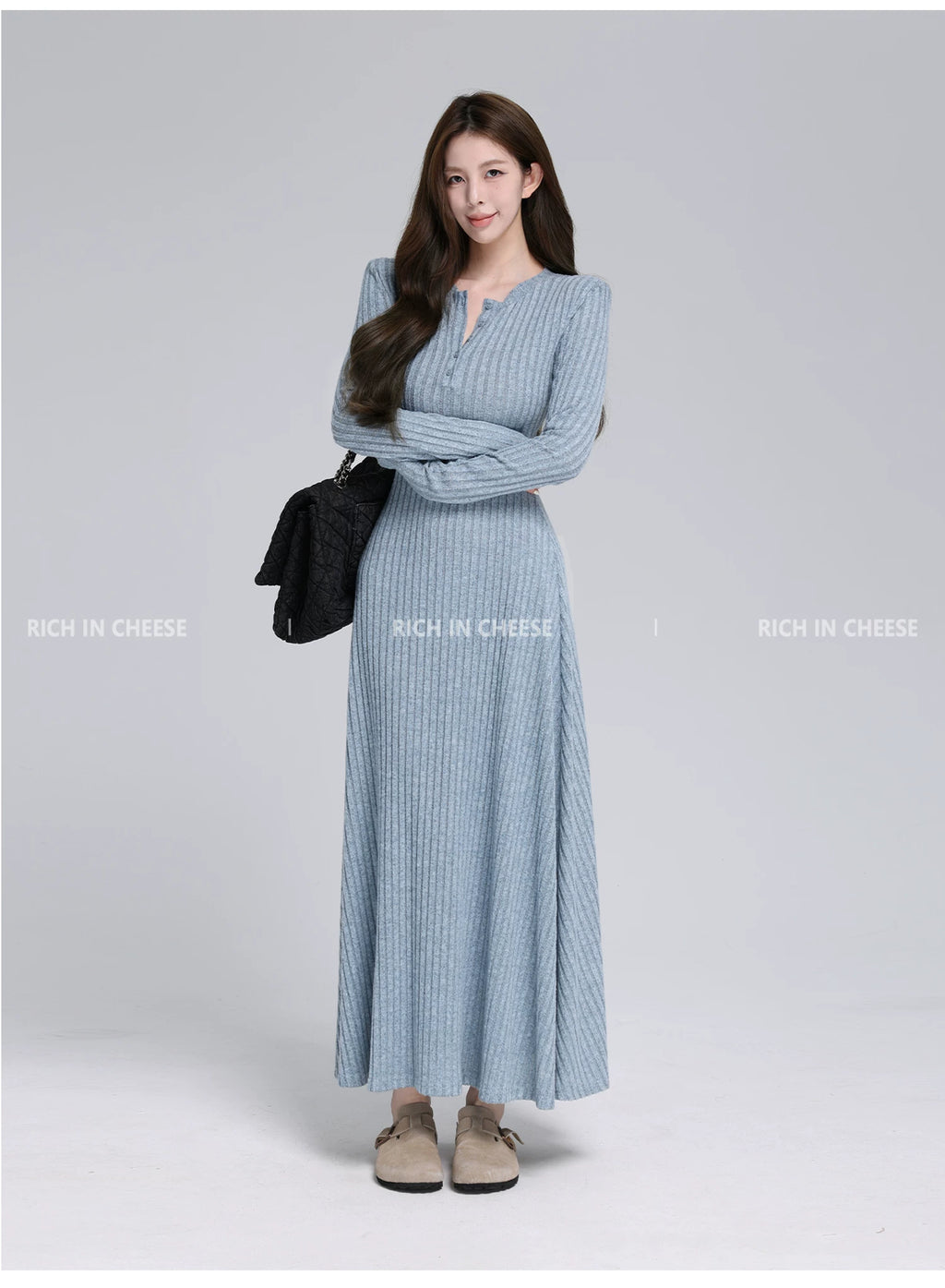 RICH IN CHEESE  Knitted Waist Dress