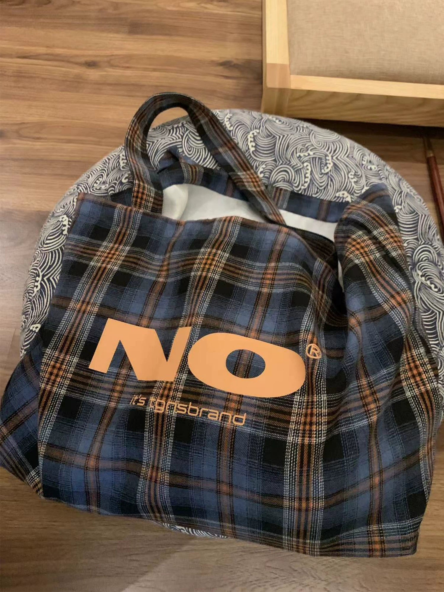 TGNS Vintage Commuter Plaid Canvas Bag