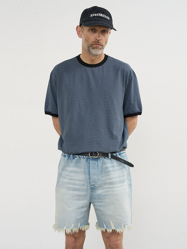 PARTIMENTO Shoulder Pinstriped Tee