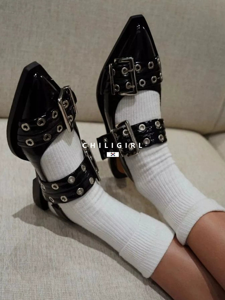 CHILIGIRL Ballet Strap-on Flat-bottomed Pointed Shoes