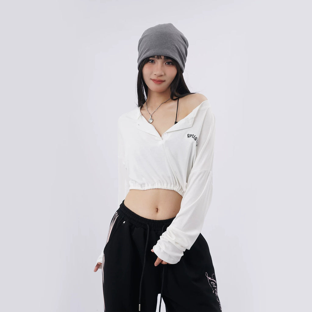SAMUSAN Loose Lace-up Waist Loose Long Sleeves