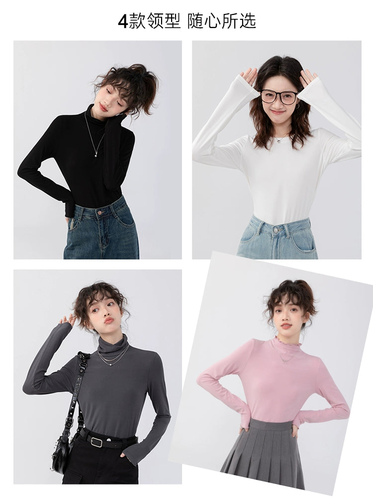 Cantonstory Shoulder Casual Versatile Bottom Shirt