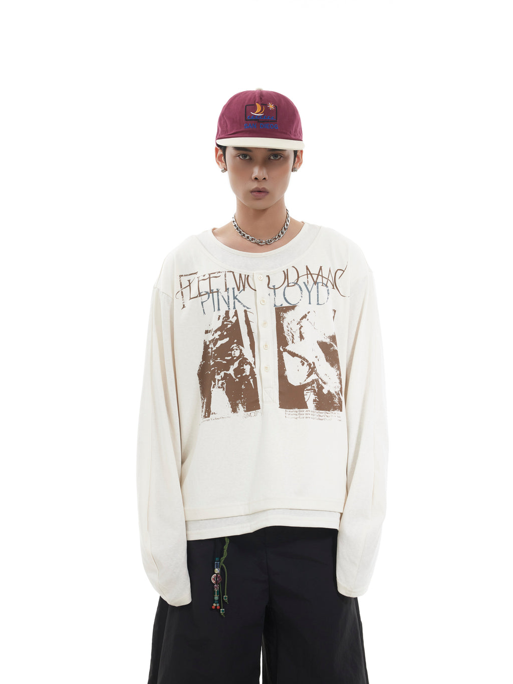 BTSG  fake two-piece scimitar long sleeve Tee