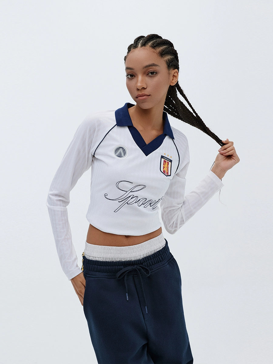 ATRY Badge Typesetting Webbing V-neck Long Sleeve