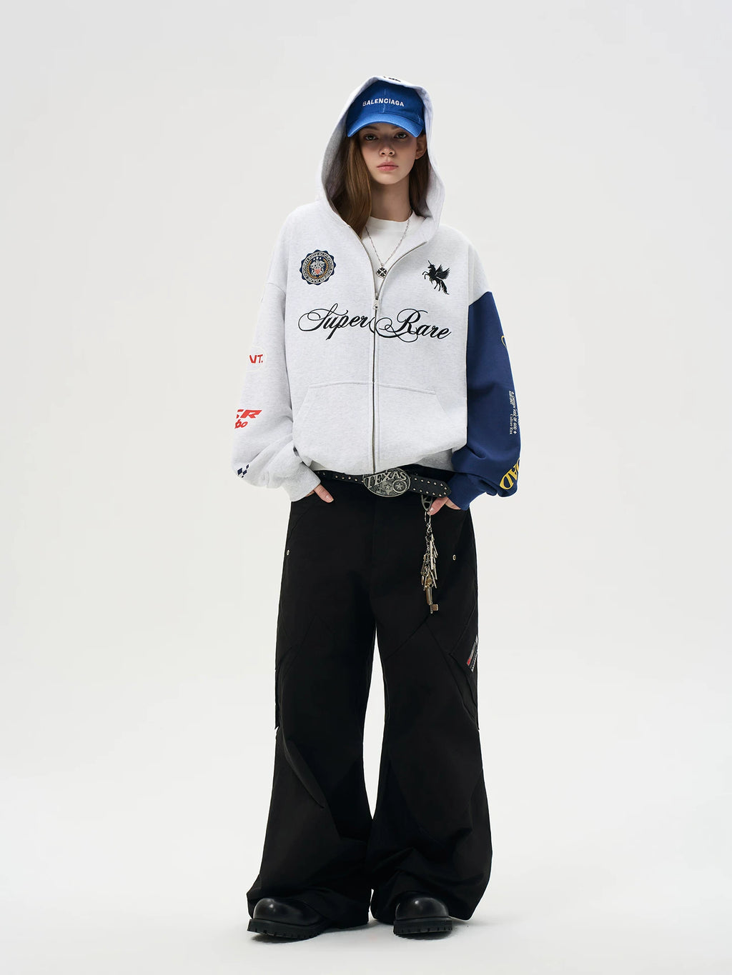 SSR Logo Embroidery Stitching Contrasting Sweater Jacket