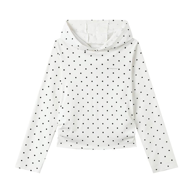 CryingCenter Casual Loose Side Pleated Waist Polka Dot Sweater