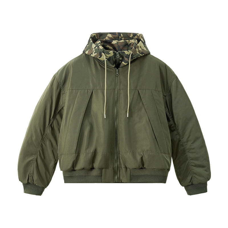 Inflation Removable Fake Two-piece Hooded Jacket