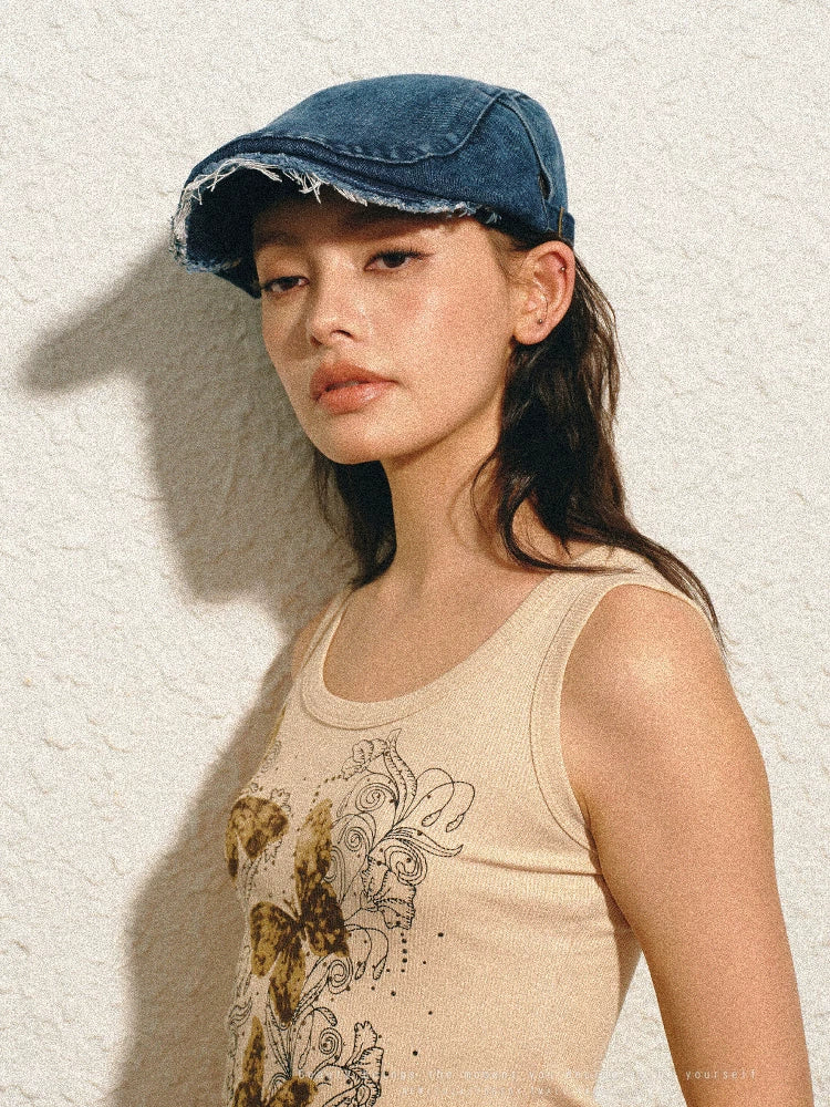 YORSOY Vintage Denim Burr Beret