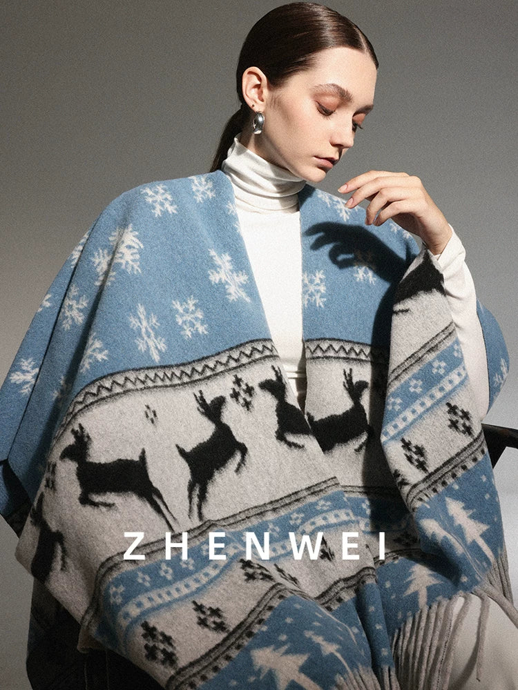 ZHENWEI Cape Enlarged and Widened Scarf Shawl Dual-purpose