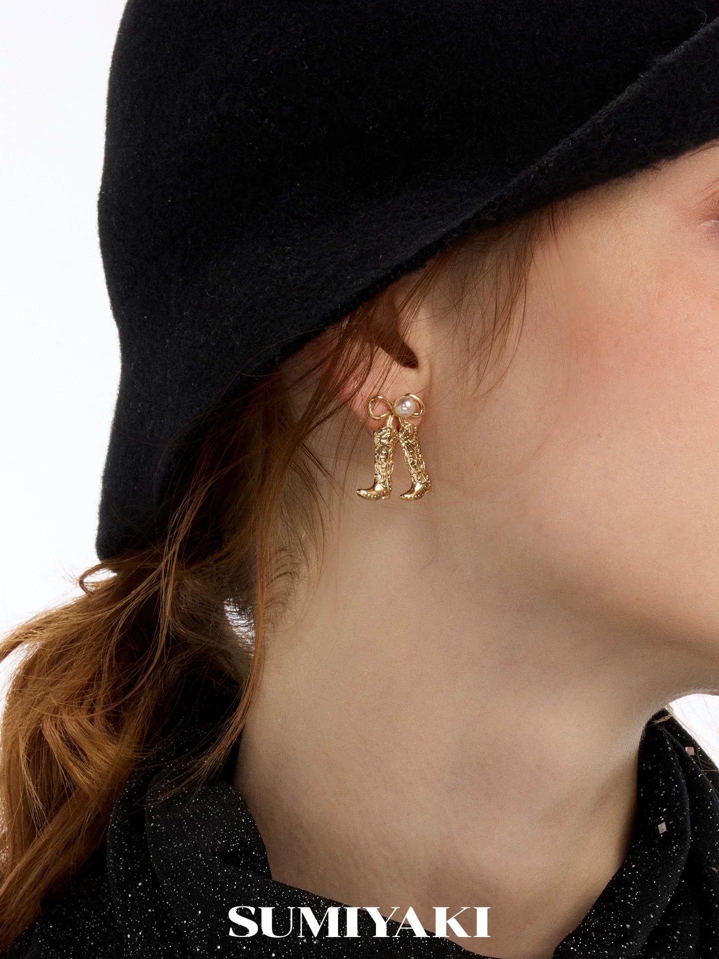 SUMIYAKI Vintage Butterfly Pearl Earrings