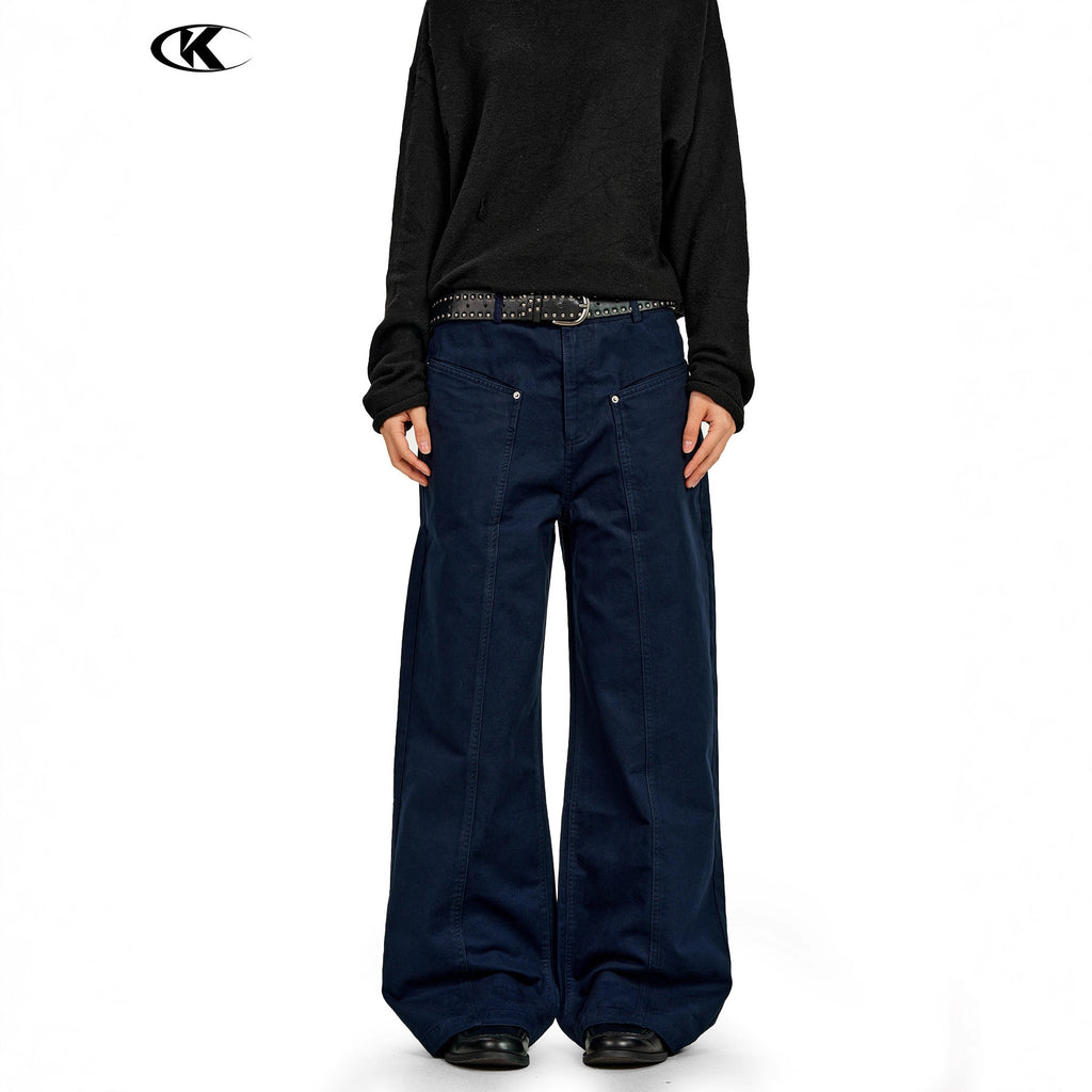 11KN Old Simple Loose Three-dimensional Wide-leg Pants