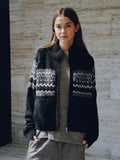 VLABMADE Lazy Vintage Jacquard Knitted Zipper Jacket