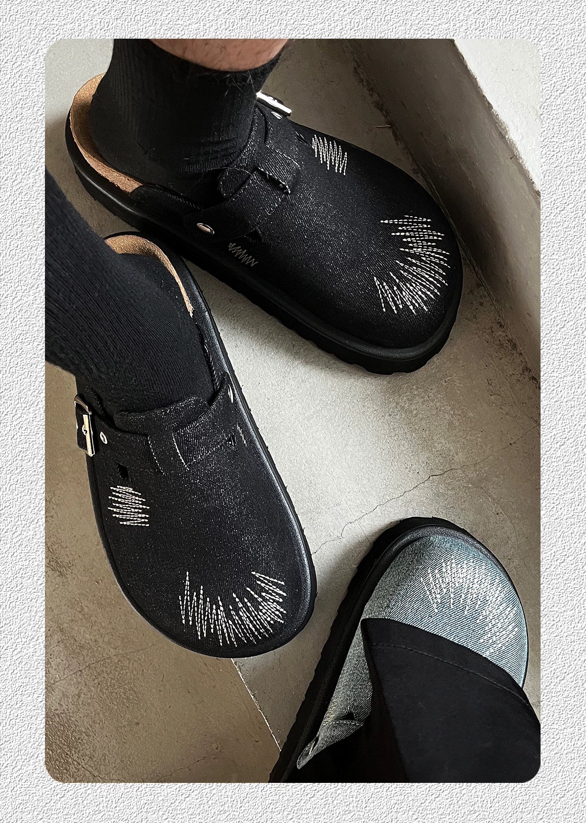 HANQIAORJI Denim Bag Head Platform Heightening Birkenstocks
