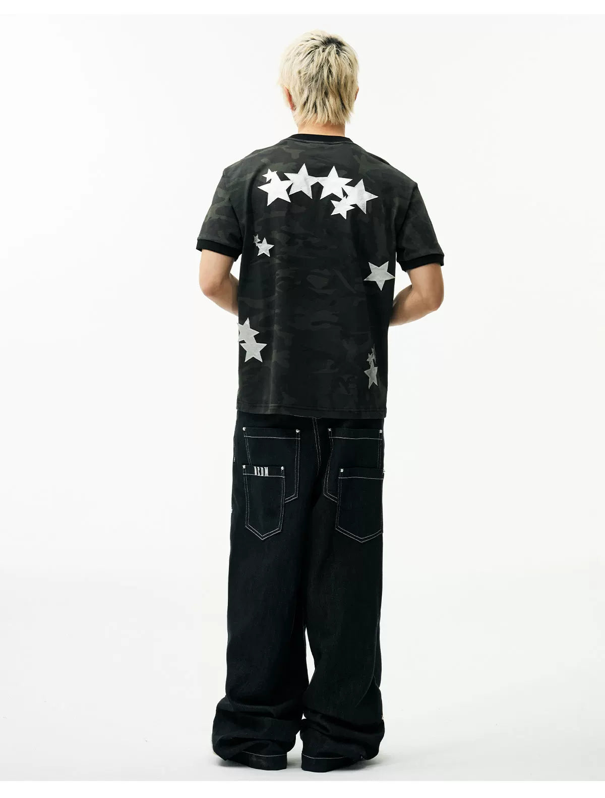 MEDM Camouflage Stars Lazy Embroidery Loose Tee