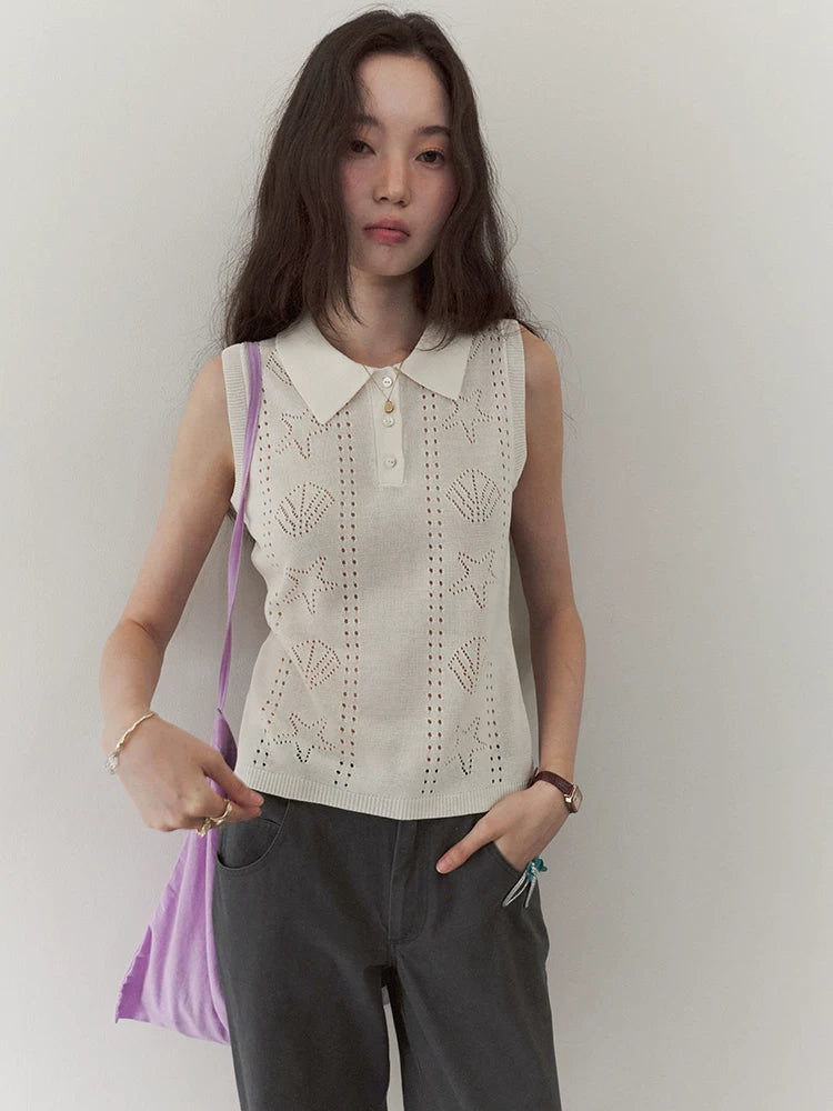 VOOE Jacquard Hollow Thin Knitted Vest