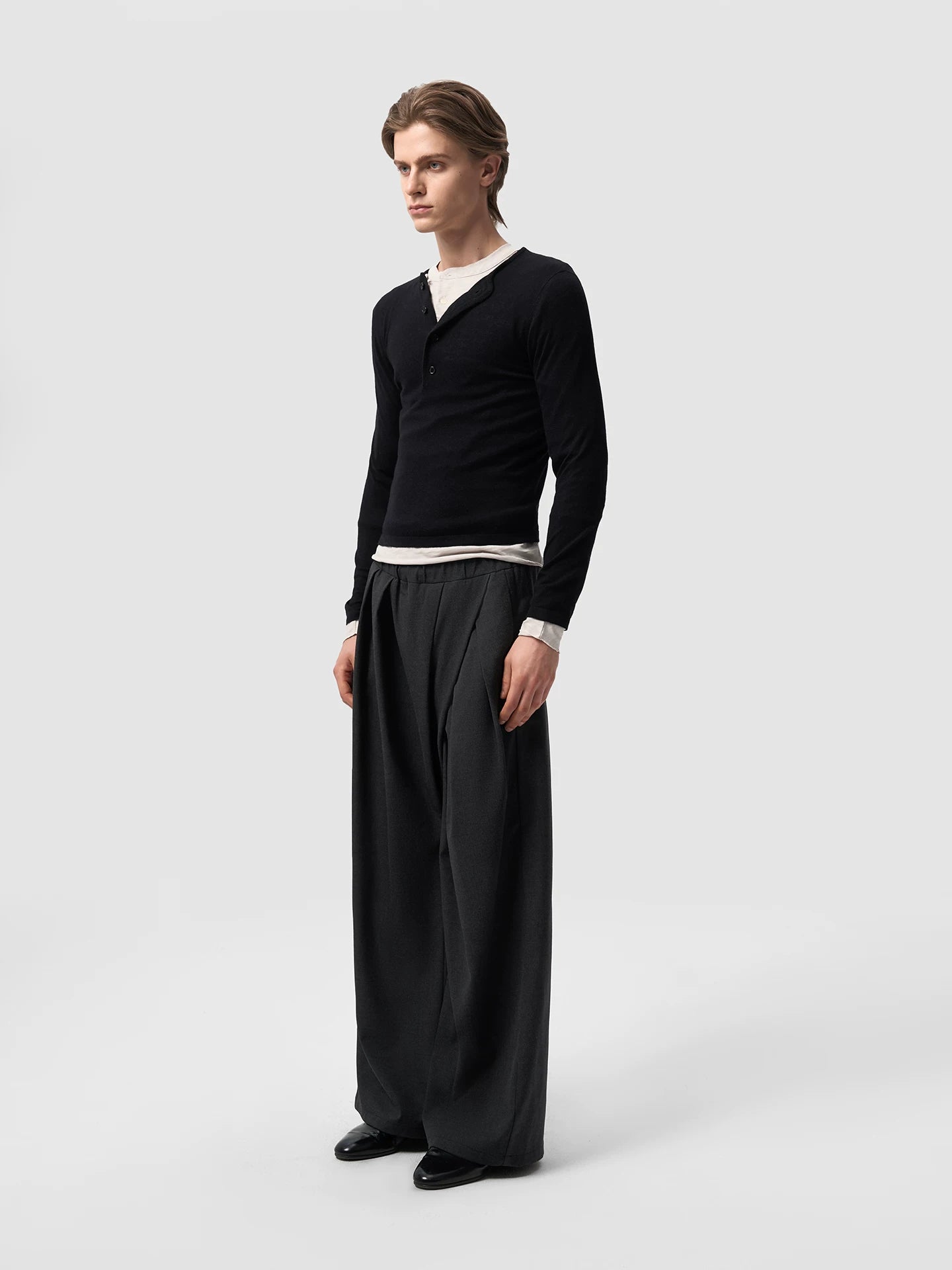 Slight Vogue Elastic High Waist Pleated Wide Leg Casual Pants