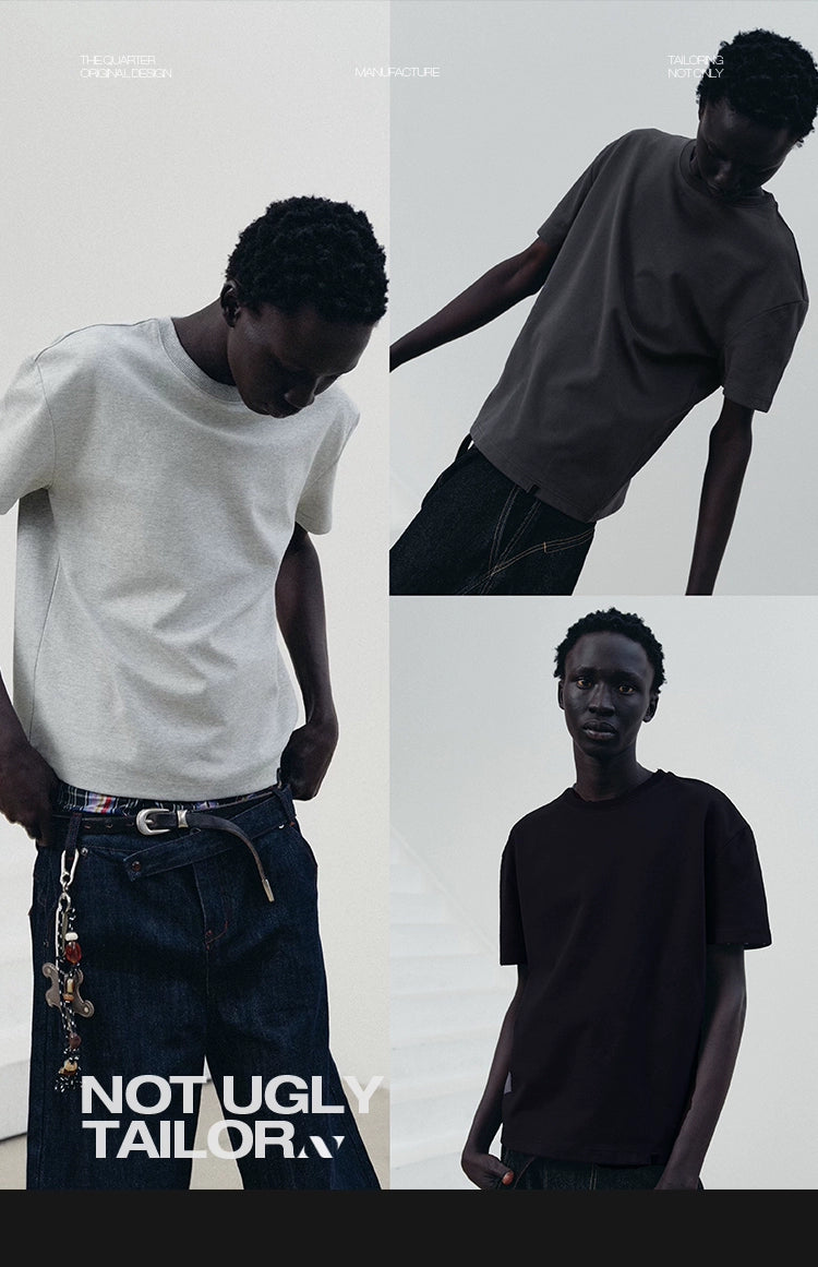 NOT UGLY Double-sided Abraded Shoulder Pads Three-color Tee