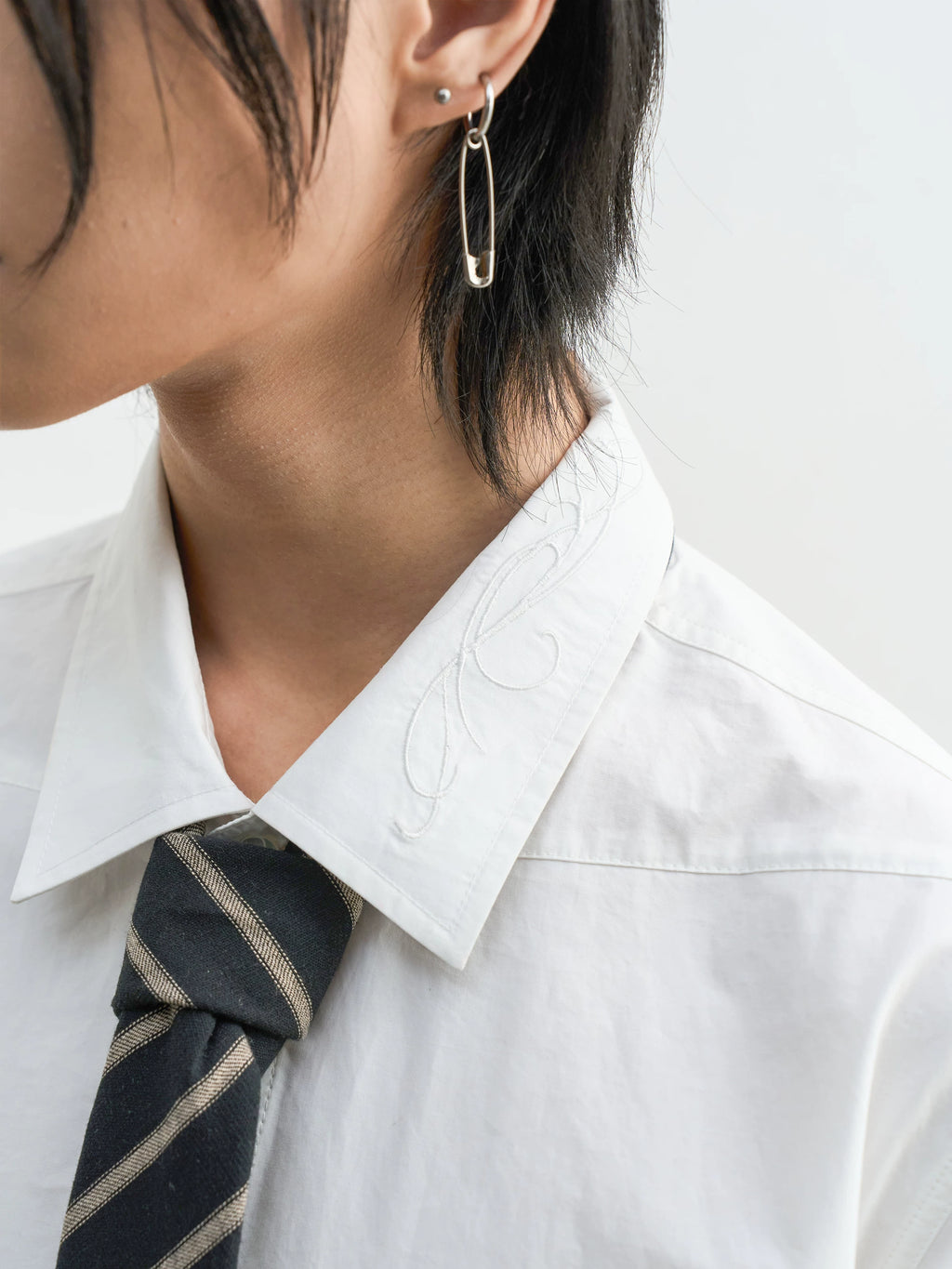 SOUTHFISH Music Note Embroidered Square Collar Shirt