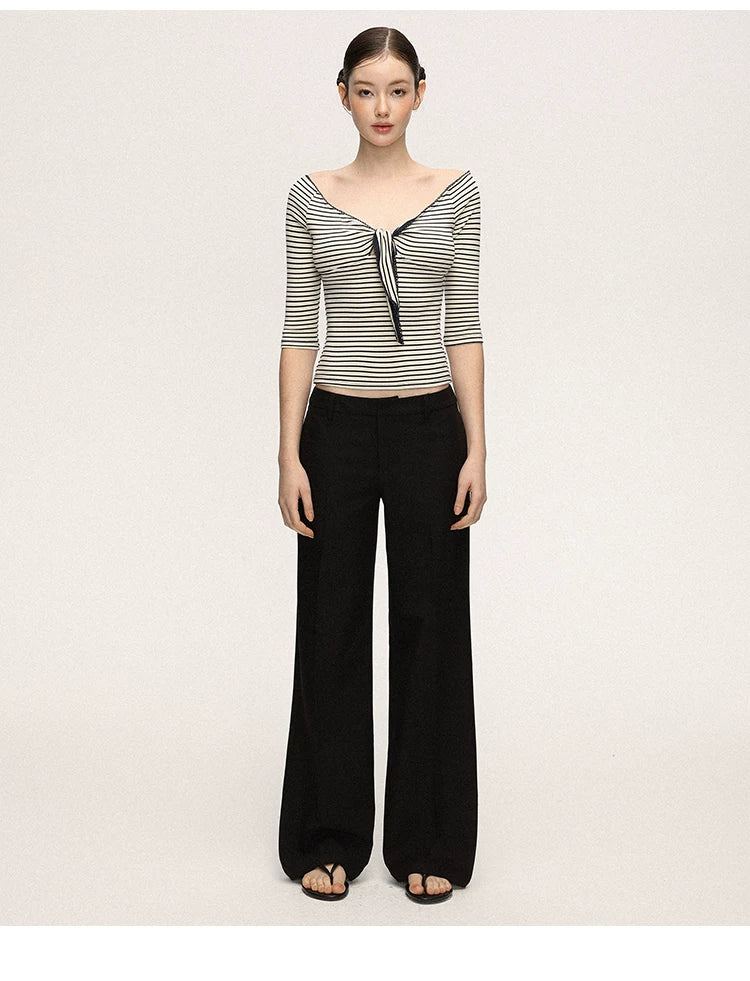 Anna Aneae High Waist Wide Leg Skinny Suit Pants