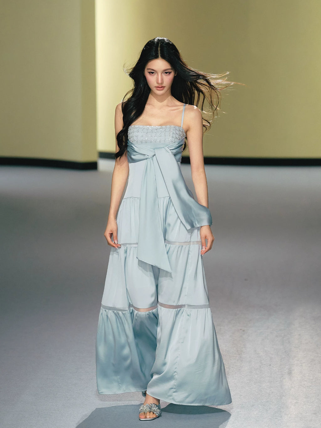 AGAM Hollow Splicing Bead Tube Top Dress