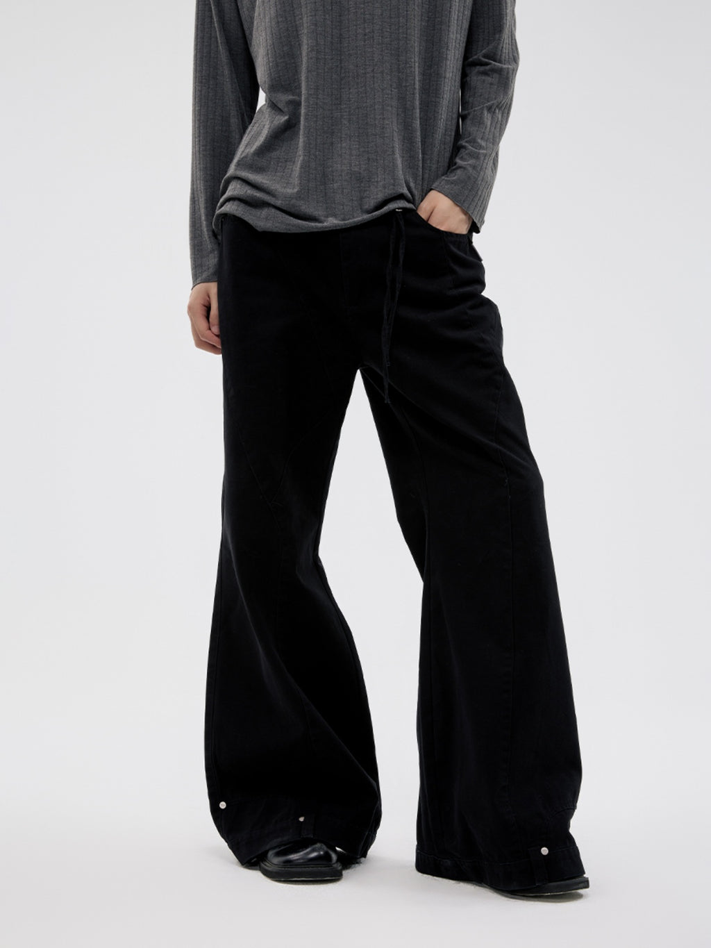 FUNKYFUN Washing Water To Make Old Bone Line Flared Pants