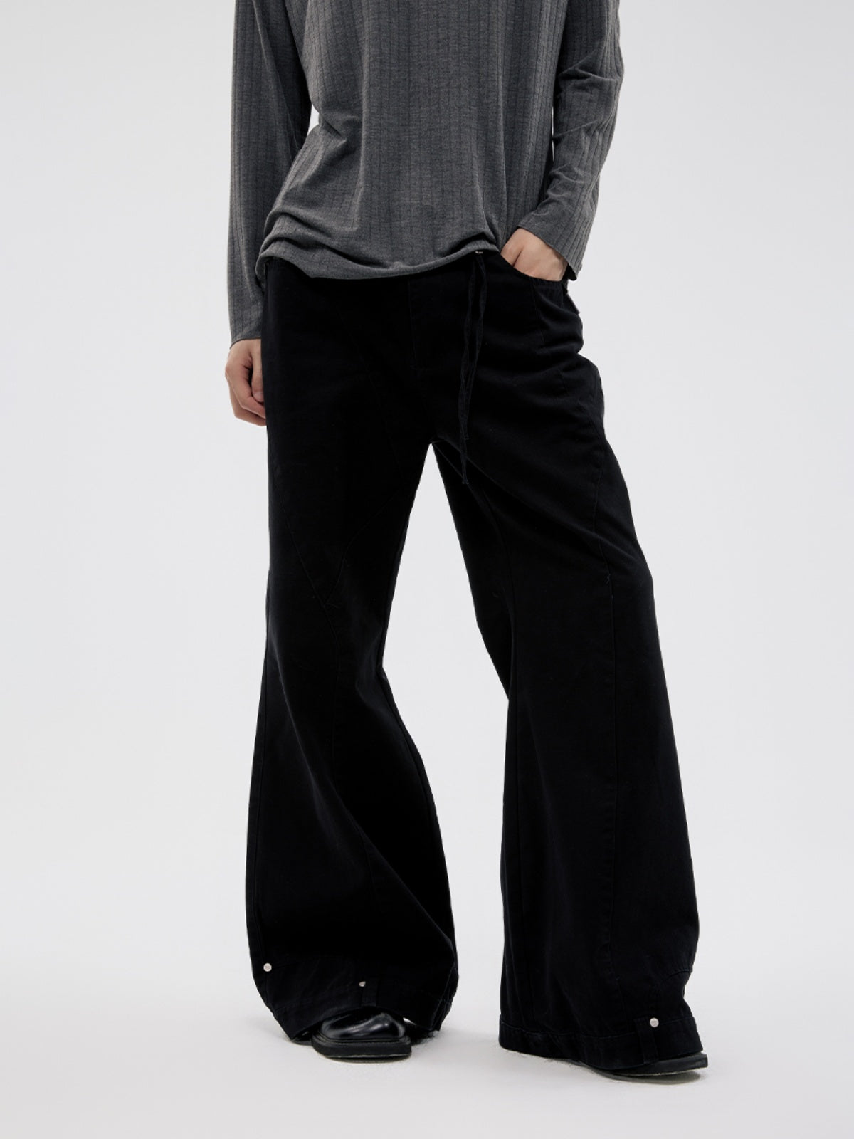 FUNKYFUN Washing Water To Make Old Bone Line Flared Pants