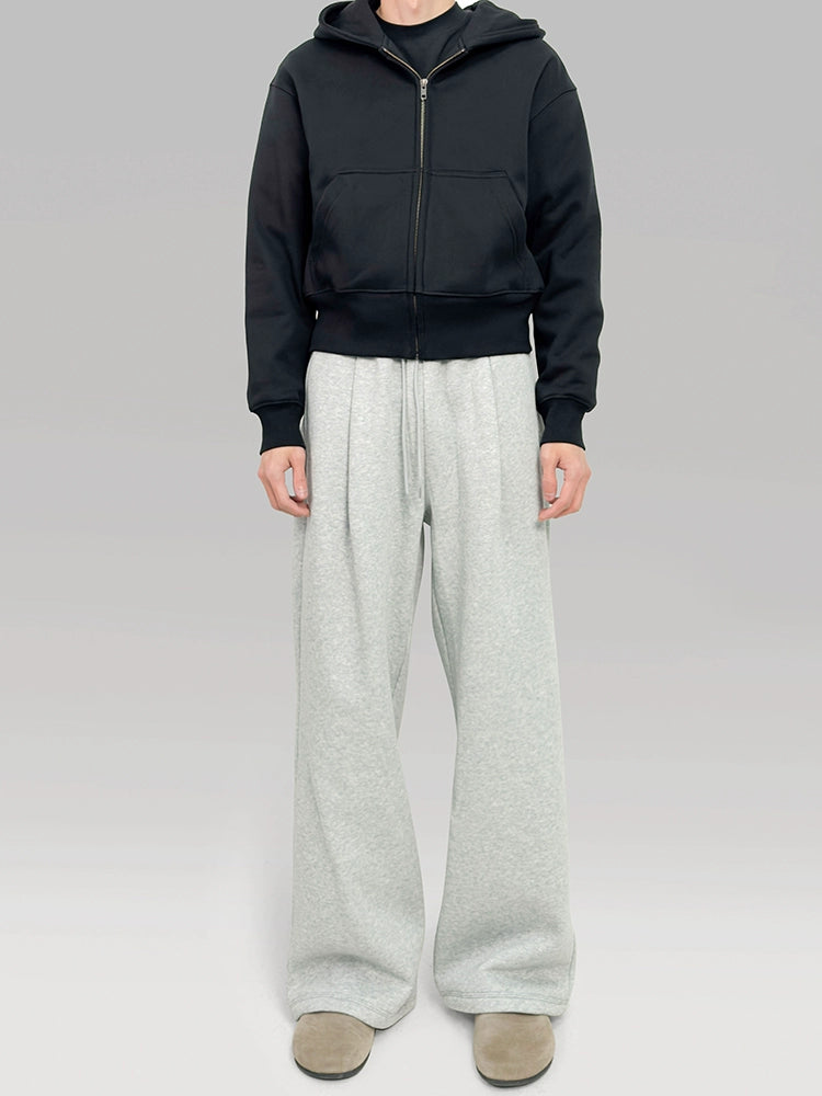 PLUS NO LOGO Loose Three-dimensional Pleated Straight Lazy Sweatpants