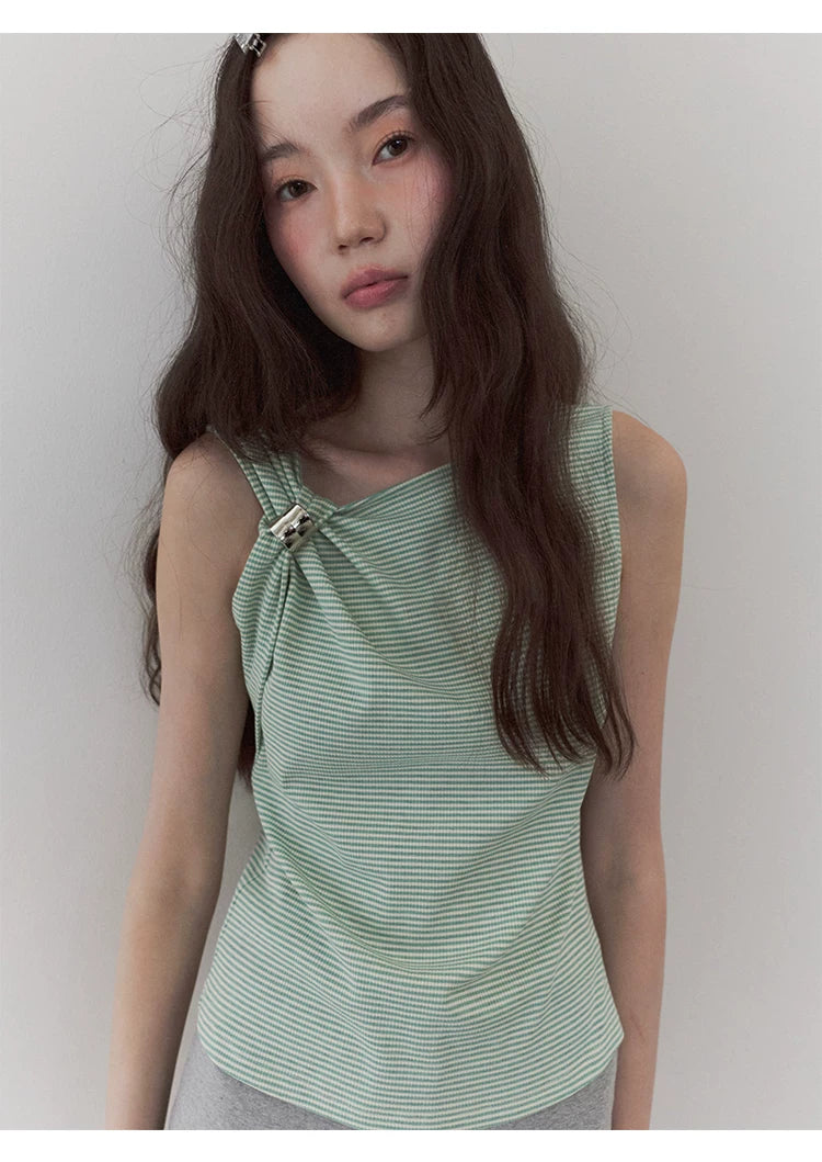 VOOE Irregular Kink Contrasting Striped Vest