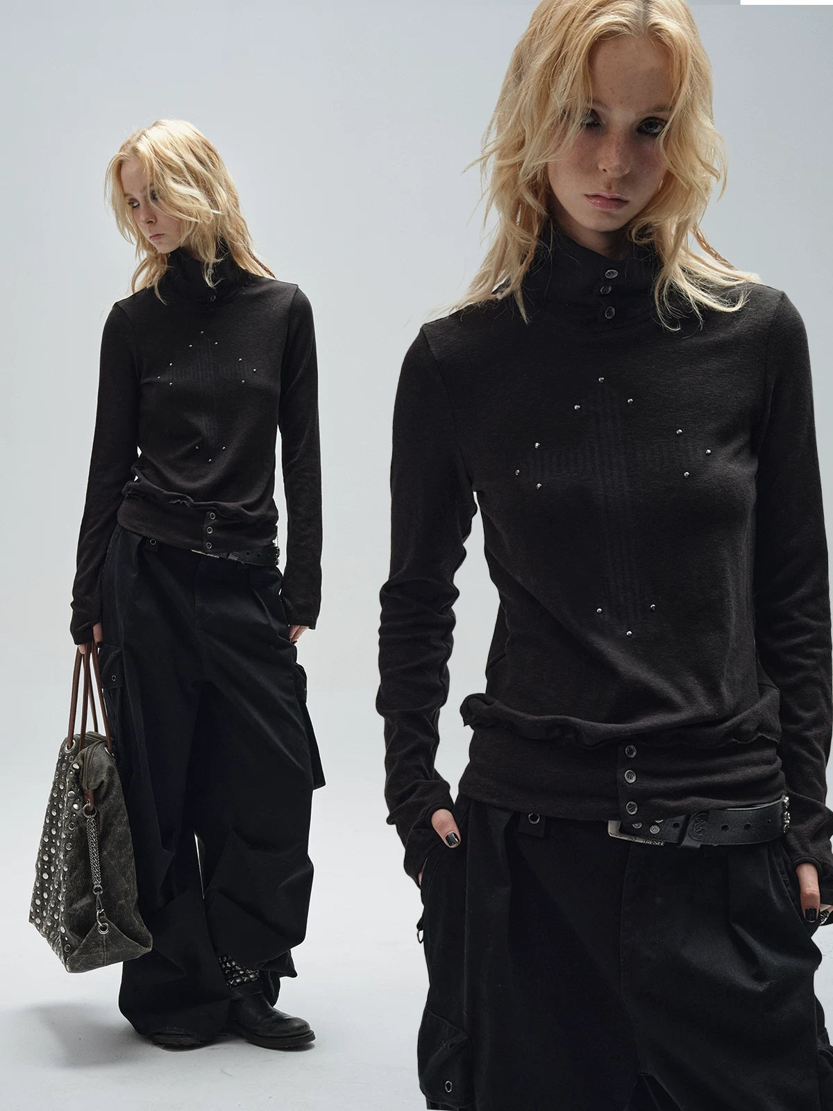 WearAndtear Turtleneck Rough Edge Hot Diamond Long Sleeve