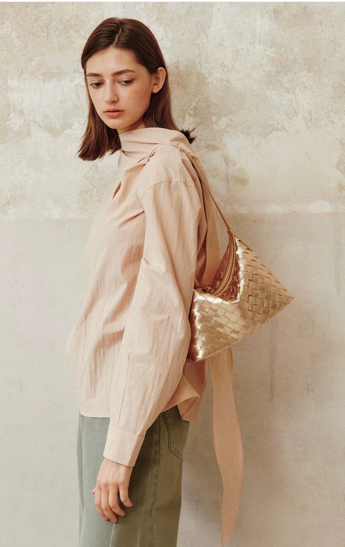 AVALEA Sheepskin Woven Shoulder Armpit Bag