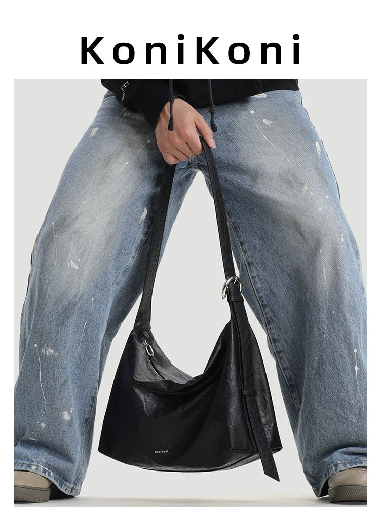 KoniKoni Leather Crossbody Tote Bag