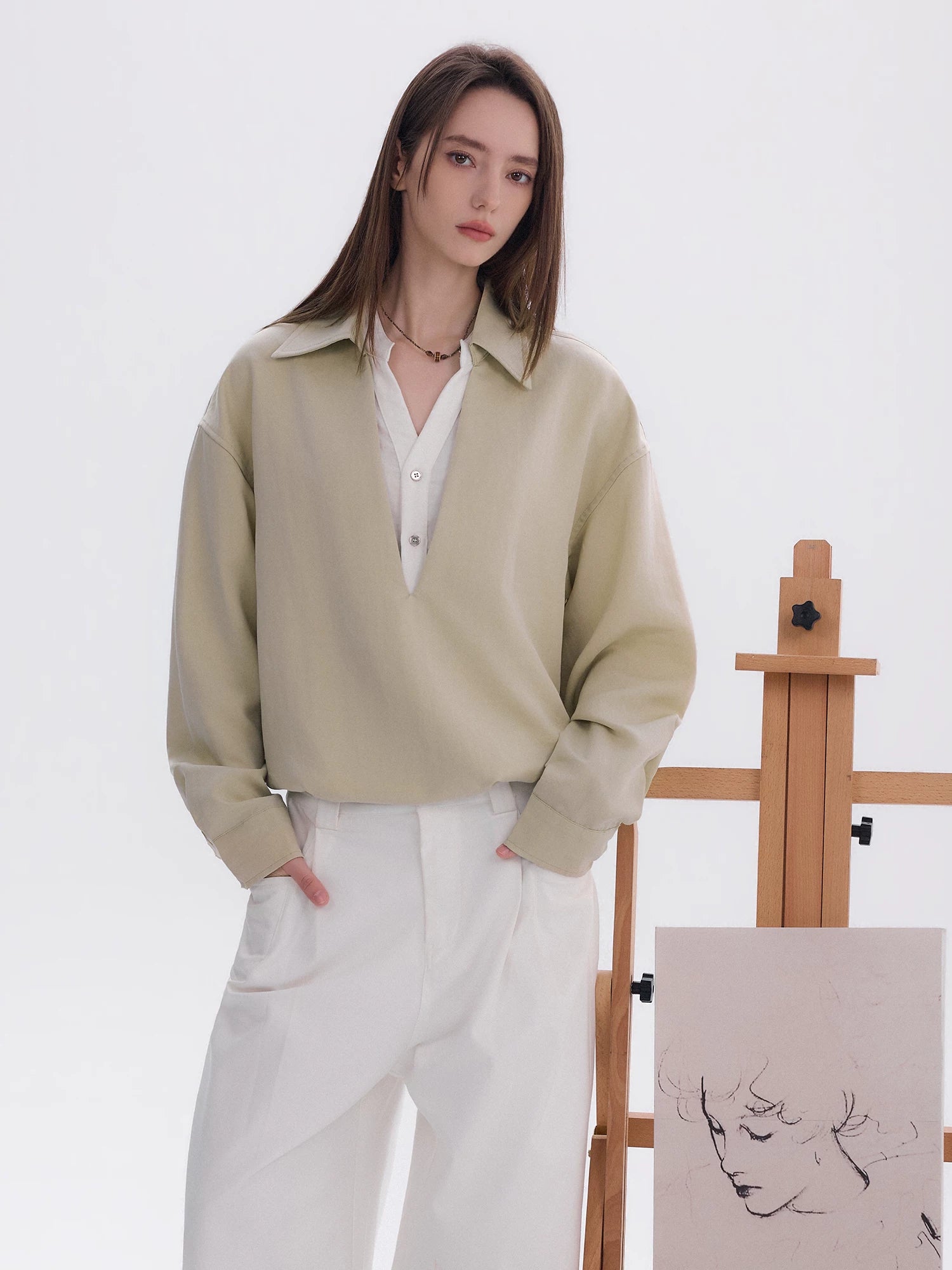 CHOR Fake Two-piece Double-neck Shirt