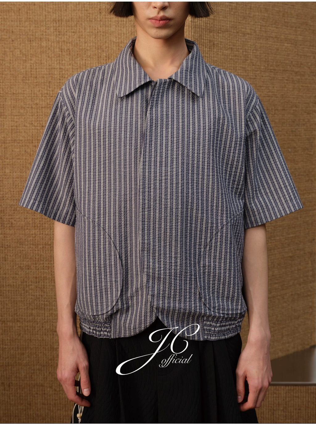 JCAESAR SHIRT Bubble Pleated Arc Shirt