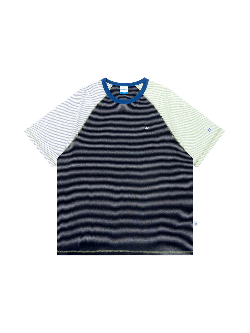 BENT IDEA Irregular Striped Color Matching Shoulder Tee