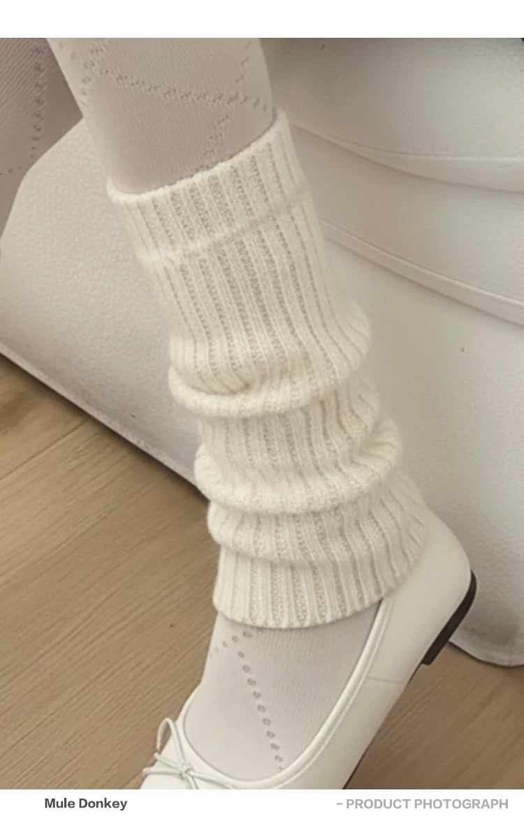 Mule Donkey Thickened Knitted JK Socks White Stacking Socks