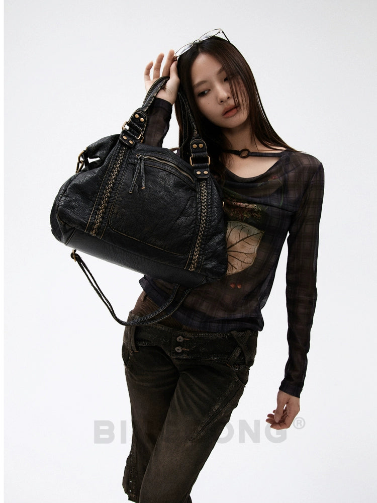 BINGBONG Retro Lazy Wind Large Capacity Messenger Tote Bag