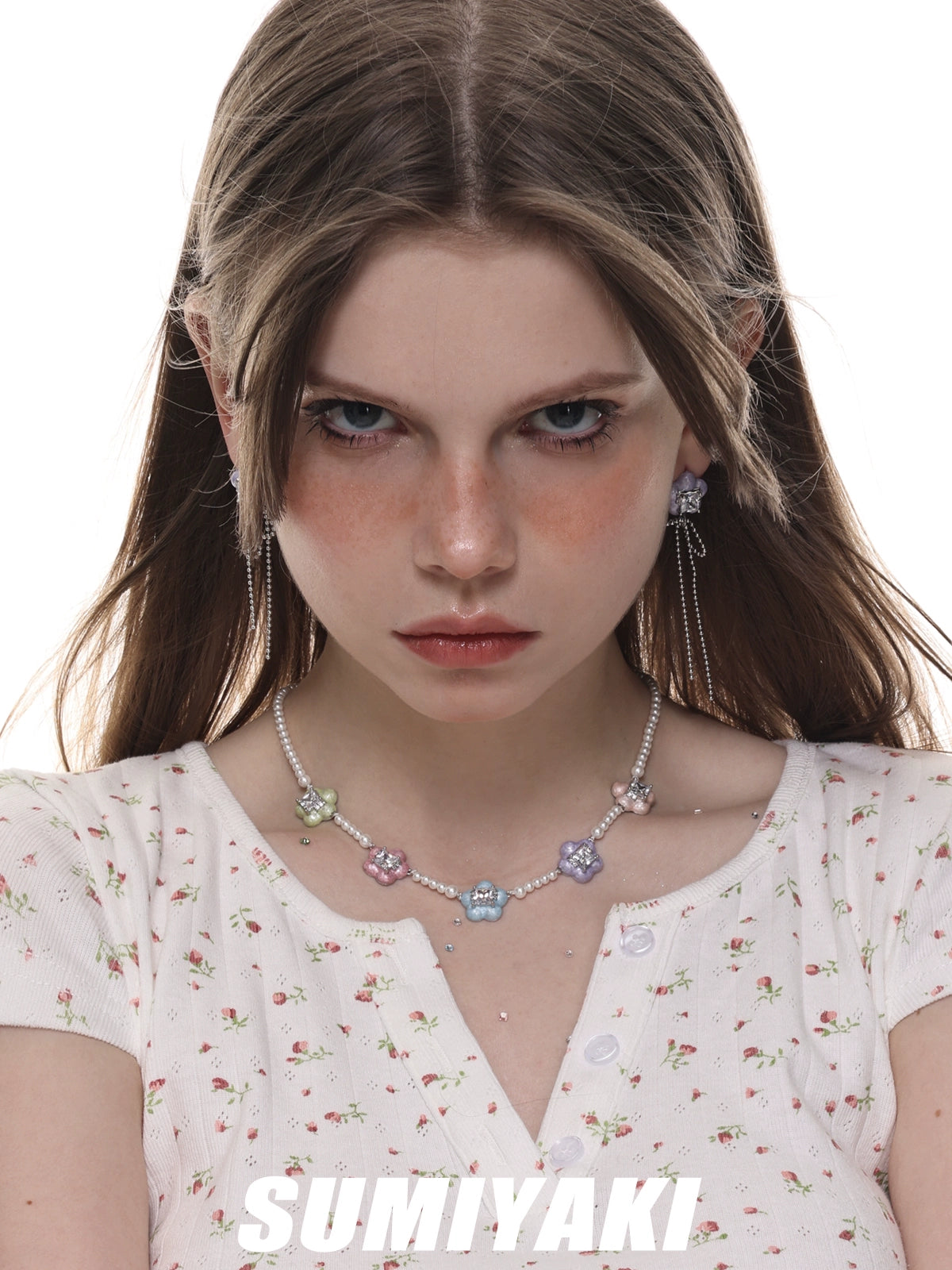 SUMIYAKI Dopamine Colored Flower Necklace Beads