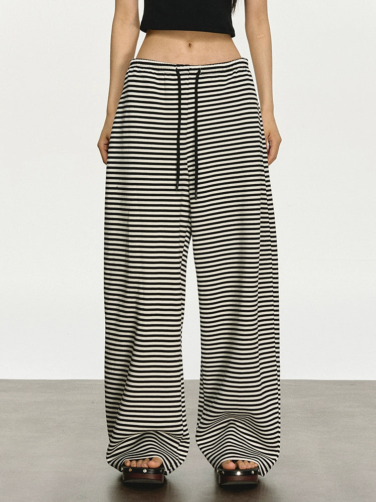Anna Aneae Striped Lazy Loose Casual Straight Pants
