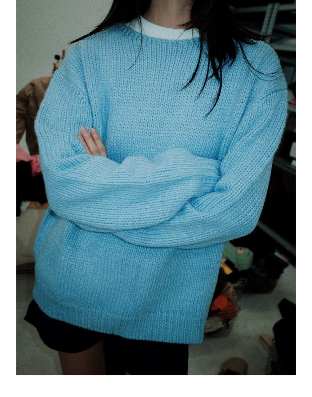 SUPERTOFU Wide Neckline Soft Thick Needle Pullover