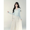 Wildberry Light Blue Gentle Wind Long Sleeve Knitted Shirt