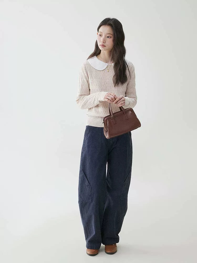 VOOE Contrast Shoulder Crew Neck Sweater