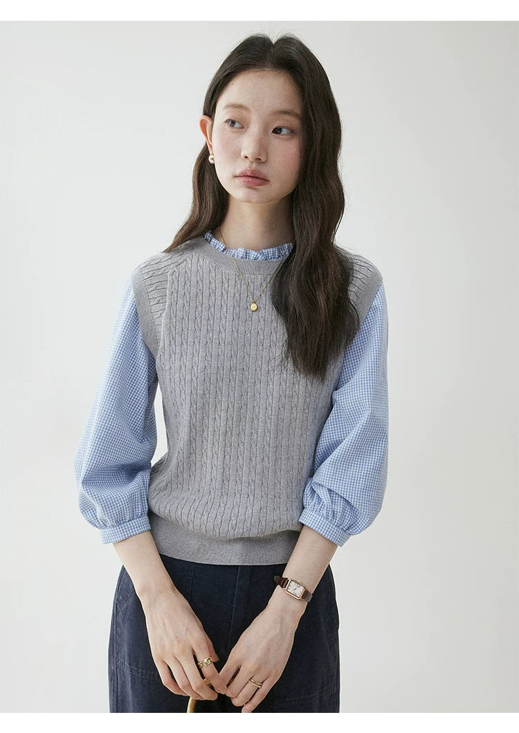 VOOE Crew Neck Stacked Knitted Vest