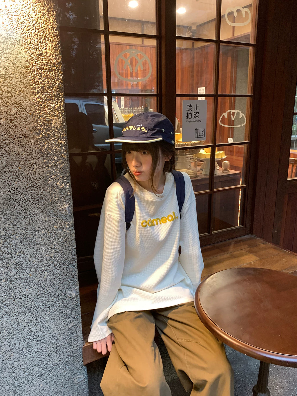 Kano Letter Foam Printed Waffle Long Sleeve